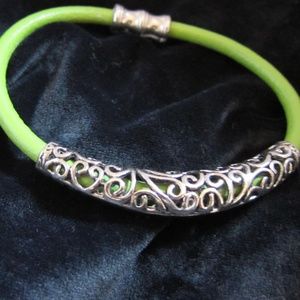 Green leather bracelet